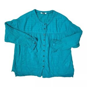 Anthropologie Pilcro Women Blouse The Mila Draped blue Button Down Top Size S